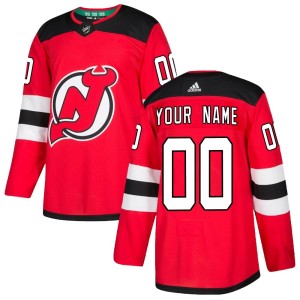New Jersey Devils Custom Official Red Adidas Authentic Youth Custom Home NHL Hockey Jersey