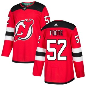 New Jersey Devils Cal Foote Official Red Adidas Authentic Youth Home NHL Hockey Jersey