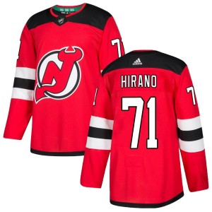 New Jersey Devils Yushiroh Hirano Official Red Adidas Authentic Youth Home NHL Hockey Jersey