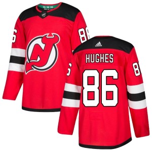 New Jersey Devils Jack Hughes Official Red Adidas Authentic Youth Home NHL Hockey Jersey