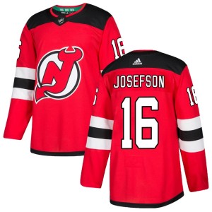 New Jersey Devils Jacob Josefson Official Red Adidas Authentic Youth Home NHL Hockey Jersey