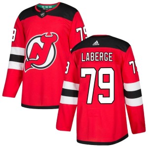 New Jersey Devils Samuel Laberge Official Red Adidas Authentic Youth Home NHL Hockey Jersey
