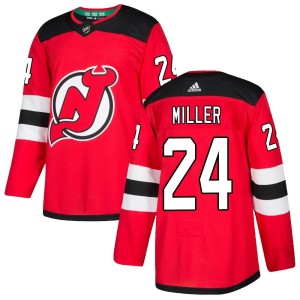 New Jersey Devils Colin Miller Official Red Adidas Authentic Youth Home NHL Hockey Jersey
