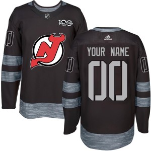 New Jersey Devils Custom Official Black Authentic Youth Custom 1917-2017 100th Anniversary NHL Hockey Jersey