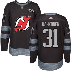 New Jersey Devils Kaapo Kahkonen Official Black Authentic Youth 1917-2017 100th Anniversary NHL Hockey Jersey