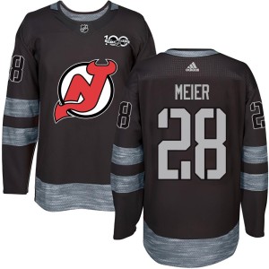 New Jersey Devils Timo Meier Official Black Authentic Youth 1917-2017 100th Anniversary NHL Hockey Jersey