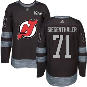 New Jersey Devils Jonas Siegenthaler Official Black Authentic Youth 1917-2017 100th Anniversary NHL Hockey Jersey