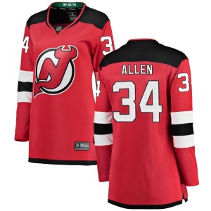 New Jersey Devils Jake Allen Official Red Fanatics Branded Breakaway Women's Home NHL Hockey Jersey