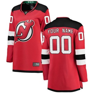 New Jersey Devils Custom Official Red Fanatics Branded Breakaway Women's Custom Home NHL Hockey Jersey