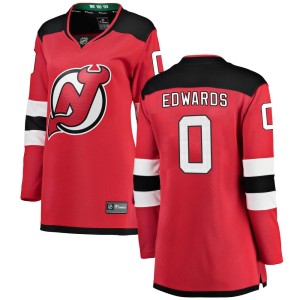New Jersey Devils Ethan Edwards Official Red Fanatics Branded Breakaway Women's Home NHL Hockey Jersey
