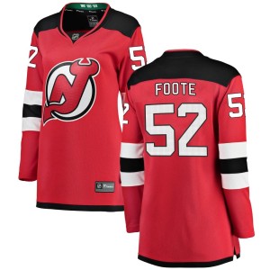 New Jersey Devils Cal Foote Official Red Fanatics Branded Breakaway Women's Home NHL Hockey Jersey