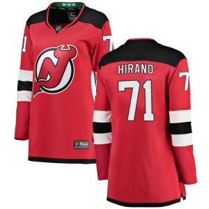 New Jersey Devils Yushiroh Hirano Official Red Fanatics Branded Breakaway Women's Home NHL Hockey Jersey