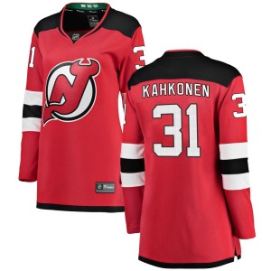New Jersey Devils Kaapo Kahkonen Official Red Fanatics Branded Breakaway Women's Home NHL Hockey Jersey