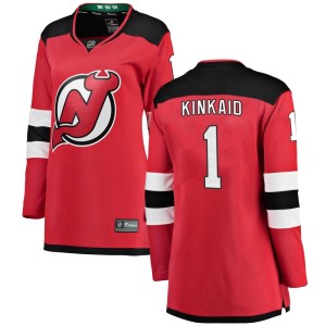 New Jersey Devils Keith Kinkaid Official Red Fanatics Branded Breakaway Women's Home NHL Hockey Jersey