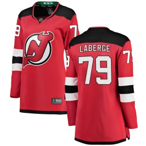 New Jersey Devils Samuel Laberge Official Red Fanatics Branded Breakaway Women's Home NHL Hockey Jersey
