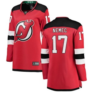 New Jersey Devils Simon Nemec Official Red Fanatics Branded Breakaway Women's Home NHL Hockey Jersey