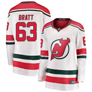 New Jersey Devils Jesper Bratt Official White Fanatics Branded Breakaway Women's Alternate NHL Hockey Jersey