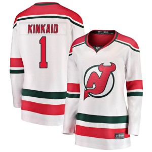 New Jersey Devils Keith Kinkaid Official White Fanatics Branded Breakaway Women's Alternate NHL Hockey Jersey