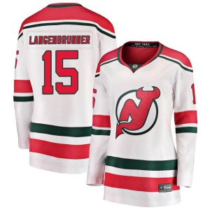 New Jersey Devils Jamie Langenbrunner Official White Fanatics Branded Breakaway Women's Alternate NHL Hockey Jersey