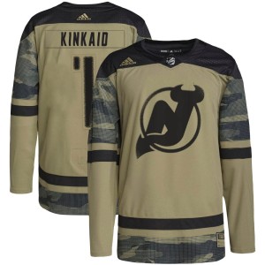 New Jersey Devils Keith Kinkaid Official Camo Adidas Authentic Adult Military Appreciation Practice NHL Hockey Jersey