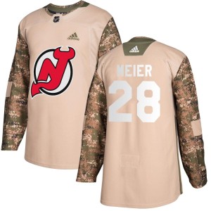 New Jersey Devils Timo Meier Official Camo Adidas Authentic Adult Veterans Day Practice NHL Hockey Jersey