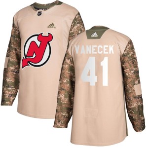 New Jersey Devils Vitek Vanecek Official Camo Adidas Authentic Adult Veterans Day Practice NHL Hockey Jersey