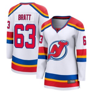 New Jersey Devils Jesper Bratt Official White Fanatics Branded Breakaway Women's Special Edition 2.0 NHL Hockey Jersey