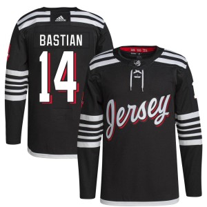New Jersey Devils Nathan Bastian Official Black Adidas Authentic Youth 2021/22 Alternate Primegreen Pro Player NHL Hockey Jersey