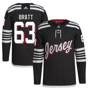 New Jersey Devils Jesper Bratt Official Black Adidas Authentic Youth 2021/22 Alternate Primegreen Pro Player NHL Hockey Jersey