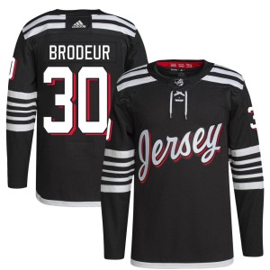 New Jersey Devils Martin Brodeur Official Black Adidas Authentic Youth 2021/22 Alternate Primegreen Pro Player NHL Hockey Jersey