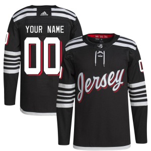 New Jersey Devils Custom Official Black Adidas Authentic Youth Custom 2021/22 Alternate Primegreen Pro Player NHL Hockey Jersey