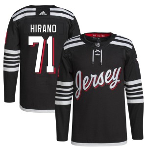 New Jersey Devils Yushiroh Hirano Official Black Adidas Authentic Youth 2021/22 Alternate Primegreen Pro Player NHL Hockey Jersey