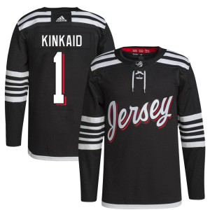 New Jersey Devils Keith Kinkaid Official Black Adidas Authentic Youth 2021/22 Alternate Primegreen Pro Player NHL Hockey Jersey