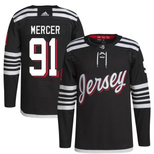 New Jersey Devils Dawson Mercer Official Black Adidas Authentic Youth 2021/22 Alternate Primegreen Pro Player NHL Hockey Jersey