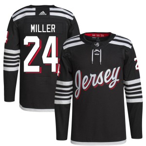 New Jersey Devils Colin Miller Official Black Adidas Authentic Youth 2021/22 Alternate Primegreen Pro Player NHL Hockey Jersey