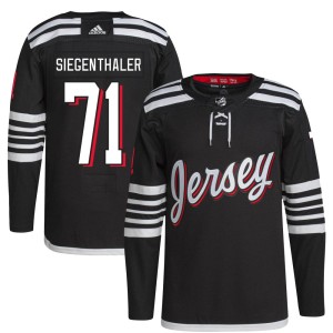 New Jersey Devils Jonas Siegenthaler Official Black Adidas Authentic Youth 2021/22 Alternate Primegreen Pro Player NHL Hockey Jersey