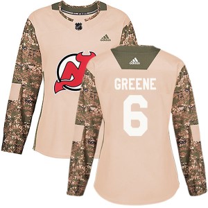 New Jersey Devils Andy Greene Official Green Adidas Authentic Women's Camo Veterans Day Practice NHL Hockey Jersey