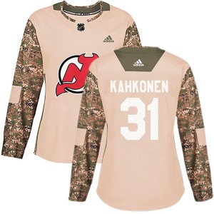 New Jersey Devils Kaapo Kahkonen Official Camo Adidas Authentic Women's Veterans Day Practice NHL Hockey Jersey