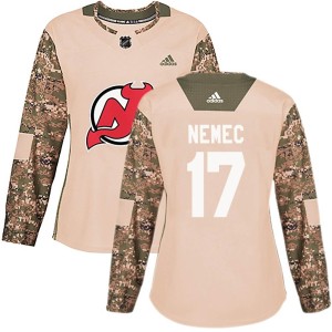 New Jersey Devils Simon Nemec Official Camo Adidas Authentic Women's Veterans Day Practice NHL Hockey Jersey