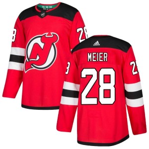 New Jersey Devils Timo Meier Official Red Adidas Authentic Adult Home NHL Hockey Jersey