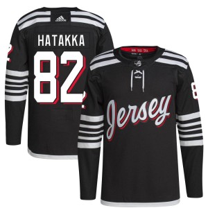 New Jersey Devils Santeri Hatakka Official Black Adidas Authentic Adult 2021/22 Alternate Primegreen Pro Player NHL Hockey Jersey