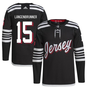 New Jersey Devils Jamie Langenbrunner Official Black Adidas Authentic Adult 2021/22 Alternate Primegreen Pro Player NHL Hockey Jersey