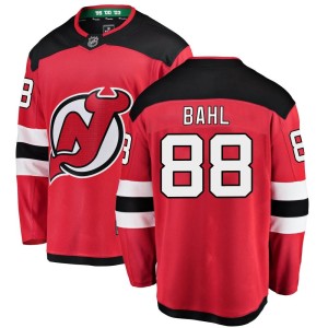 New Jersey Devils Kevin Bahl Official Red Fanatics Branded Breakaway Adult Home NHL Hockey Jersey