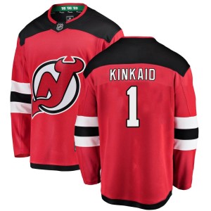 New Jersey Devils Keith Kinkaid Official Red Fanatics Branded Breakaway Adult Home NHL Hockey Jersey