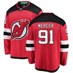 New Jersey Devils Dawson Mercer Official Red Fanatics Branded Breakaway Adult Home NHL Hockey Jersey