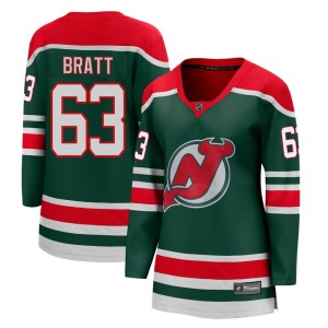 New Jersey Devils Jesper Bratt Official Green Fanatics Branded Breakaway Women's 2020/21 Special Edition NHL Hockey Jersey