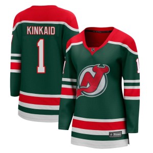 New Jersey Devils Keith Kinkaid Official Green Fanatics Branded Breakaway Women's 2020/21 Special Edition NHL Hockey Jersey