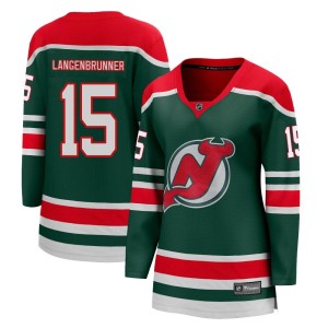 New Jersey Devils Jamie Langenbrunner Official Green Fanatics Branded Breakaway Women's 2020/21 Special Edition NHL Hockey Jersey