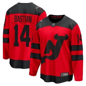 New Jersey Devils Nathan Bastian Official Red Fanatics Branded Breakaway Adult 2024 Stadium Series NHL Hockey Jersey