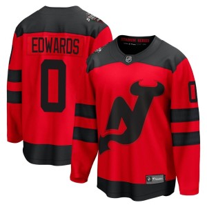 New Jersey Devils Ethan Edwards Official Red Fanatics Branded Breakaway Adult 2024 Stadium Series NHL Hockey Jersey